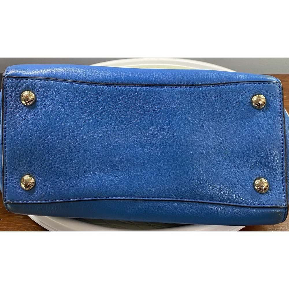 Michael Kors Authentic Leather Women's Blue Purse‎ Tote Bag 10x11x4 - Picture 6 of 16